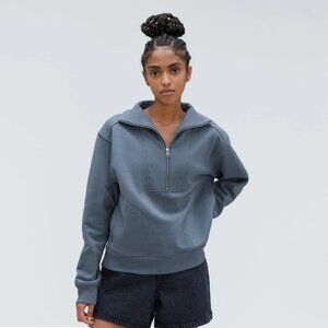 Everlane Cotton The Track Half-Zip in Faded Blue M
